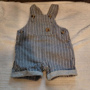 Baby Boys Mario Lopez Navy White Striped Overalls 6 Months